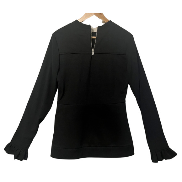 Alina Villasante Black Fitted Military Inspired Long Sheer Sleeves Blouse Medium - Picture 3 of 8
